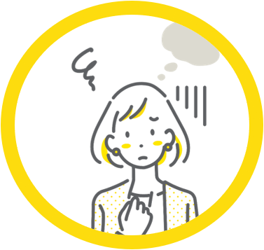 困った"顔をした女性のイラスト