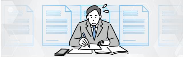 試験を受ける男性のイラスト