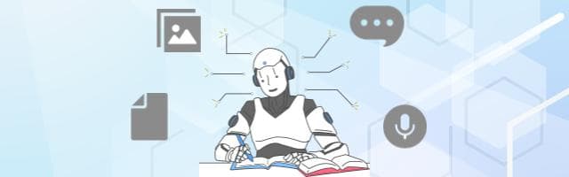 生成AIがデータを学習するイラスト